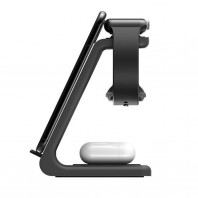 Беспроводная зарядка стенд Smart 3 in 1 Fast 15W T3 (black)